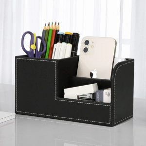 Faux Leather Desk Organizer