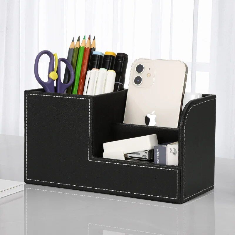 Faux Leather Desk Organizer