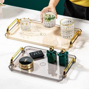 Gold-Rim Acrylic Serving Tray - Image 4
