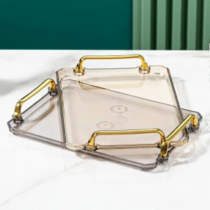 Gold-Rim Acrylic Serving Tray