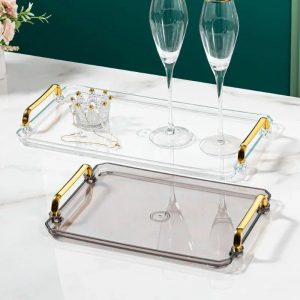 Gold-Rim Acrylic Serving Tray - Image 3