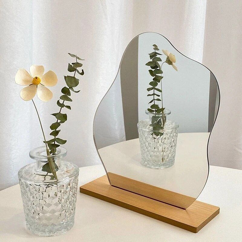 Irregular Mirror with Wood Stand - Image 4