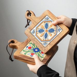 Acacia Wood & Tile Trivet - Image 3