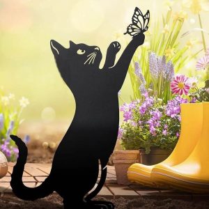 Black Metal Cat Statue - Image 6