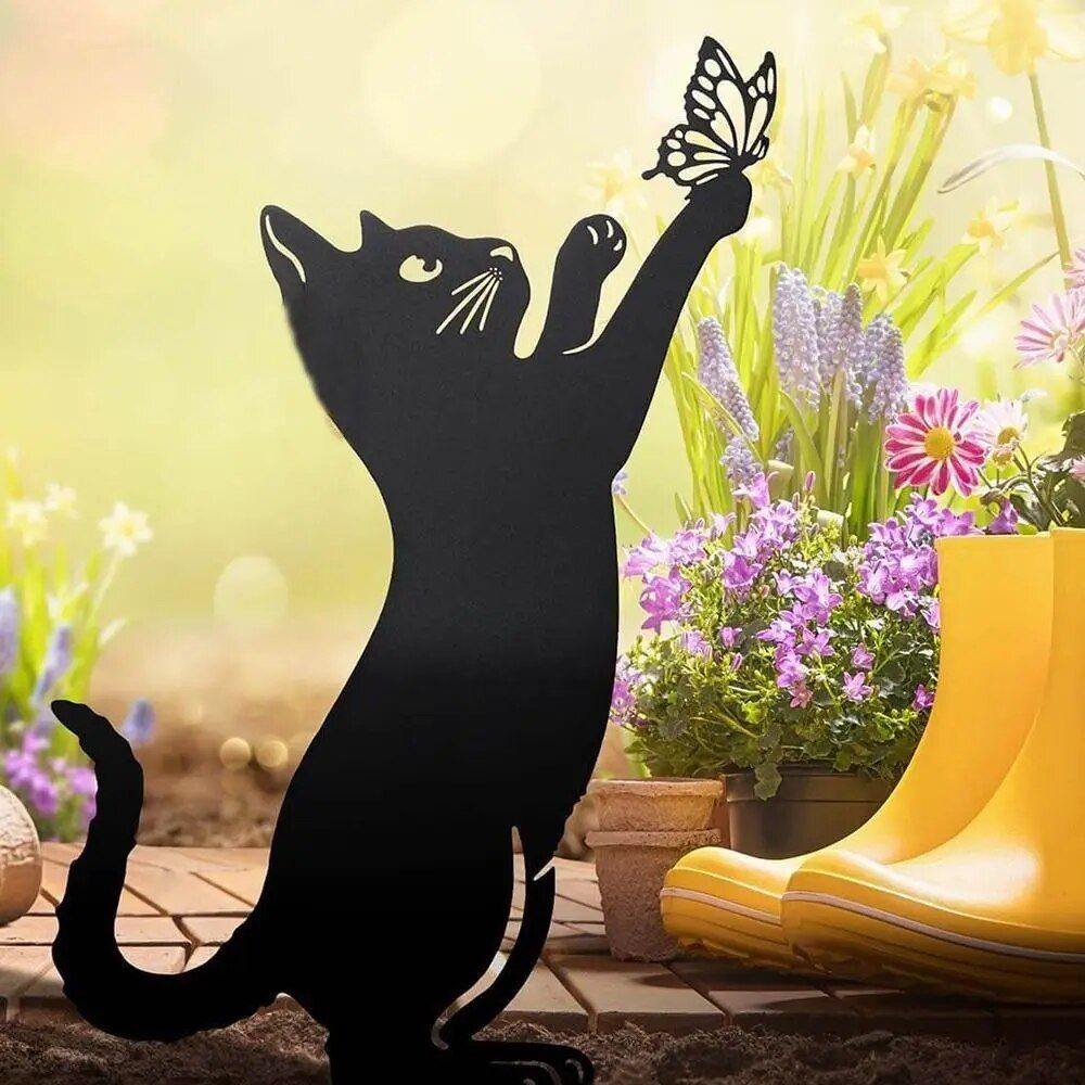 Black Metal Cat Statue - Image 6
