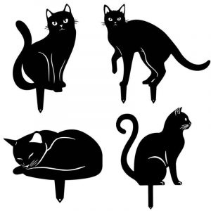 Black Metal Cat Statue