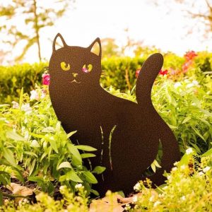 Black Metal Cat Statue - Image 3