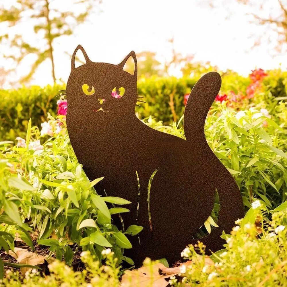 Black Metal Cat Statue - Image 3