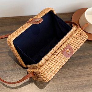 Handwoven Rattan Crossbody Bag - Image 5