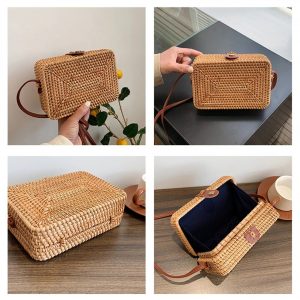 Handwoven Rattan Crossbody Bag - Image 6