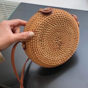 Handwoven Rattan Crossbody Bag - Image 4