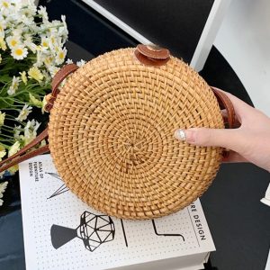 Handwoven Rattan Crossbody Bag - Image 3