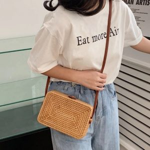 Handwoven Rattan Crossbody Bag